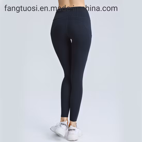 Customized Elastic Breathable Women High Waisted Workout Fitness Yoga Wear Pants Gym Leggings Fitness with Side Pockets