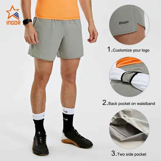 Ingor Sportswear Gym Wear Manufacturers Custom Activewear Running Workout Clothing Men′s Shorts
