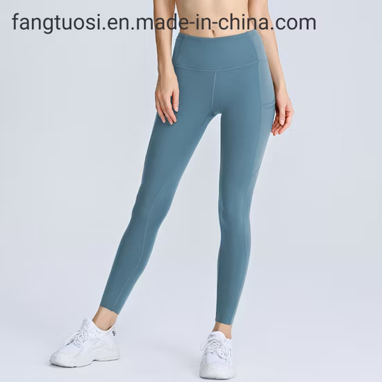 Customized Elastic Breathable Women High Waisted Workout Fitness Yoga Wear Pants Gym Leggings Fitness with Side Pockets