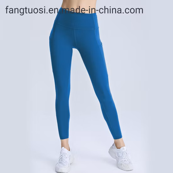 Maßgeschneiderte, elastische, atmungsaktive Damen-Leggings mit hoher Taille, für Workout, Fitness, Yoga, Fitness, mit Seitentaschen